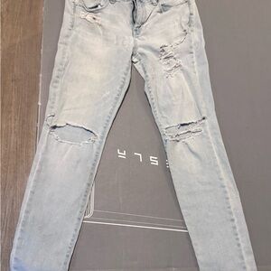American Eagle Outfitters Light Blue Distressed Skinny Jeans
